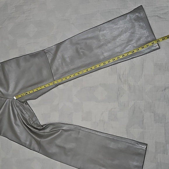 St. John Silver 100% Leather Pants Sz 4 - Picture 8 of 11